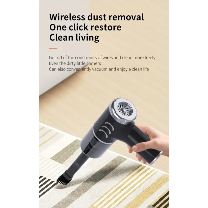 Handheld wireless vacuum cleaner efficiently cleaning a patterned surface in a vehicle