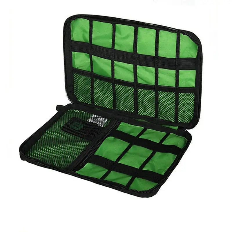 Electronics organizer case in bright green and black for Uthai T47 HDD cable storage