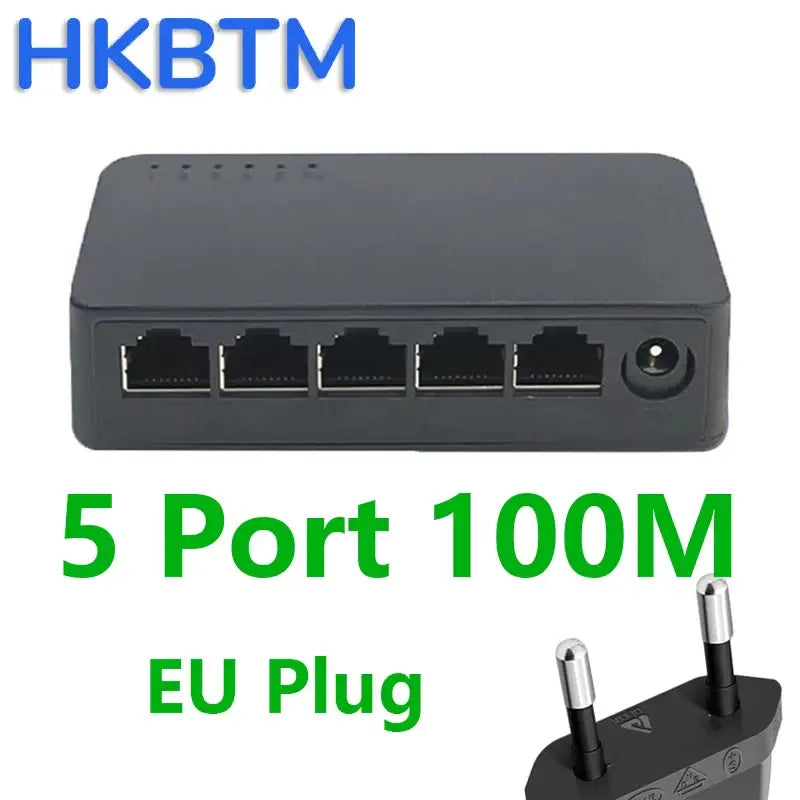 HKBTM Mini 5 Ports Switch for Efficient Connectivity in Mainland China Package