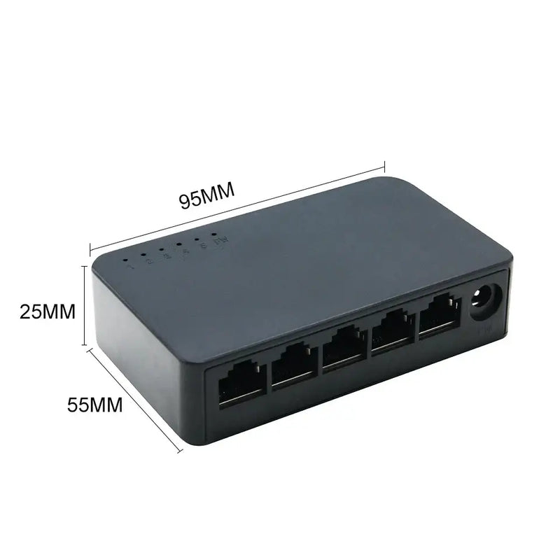 HKBTM Mini 5 Ports Switch for Efficient Connectivity Mainland China Package with power input