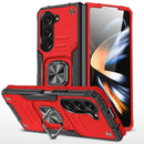 Red and black HONG WEI GU Origin half-wrapped case with kickstand and anti-scratch features