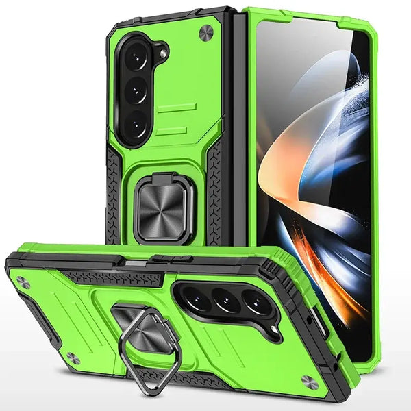 Bright green HONG WEI GU Origin half-wrapped case with built-in kickstand and camera cutouts