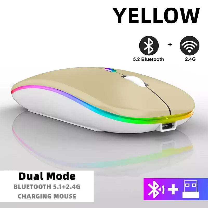 Sleek HXSJ Bluetooth Wireless Mouse with LED lighting and dual connectivity modes