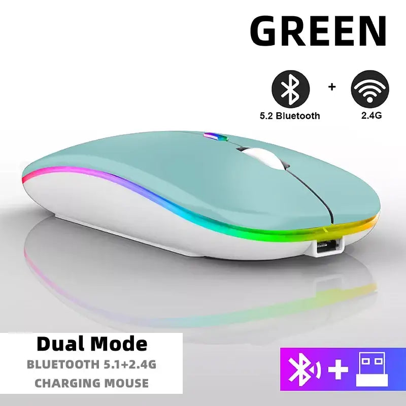 Sleek Bluetooth Wireless Mouse with LED lighting and dual connectivity modes from HXSJ