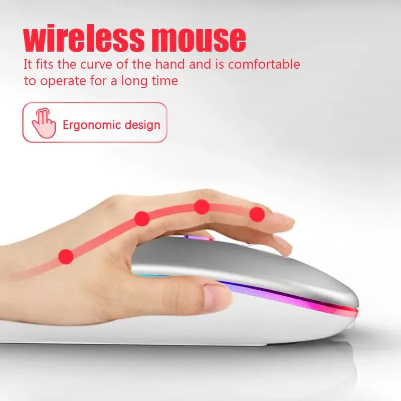 Sleek HXSJ Bluetooth wireless mouse with ergonomic design and colorful LED lighting