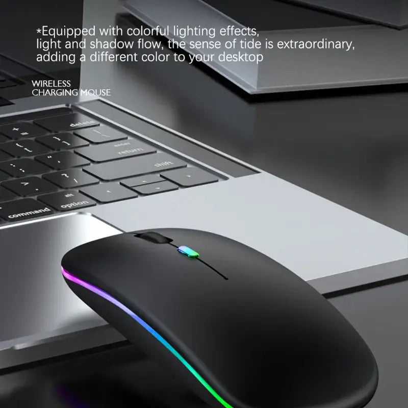 Sleek HXSJ Bluetooth Wireless Mouse with RGB lighting and rechargeable battery