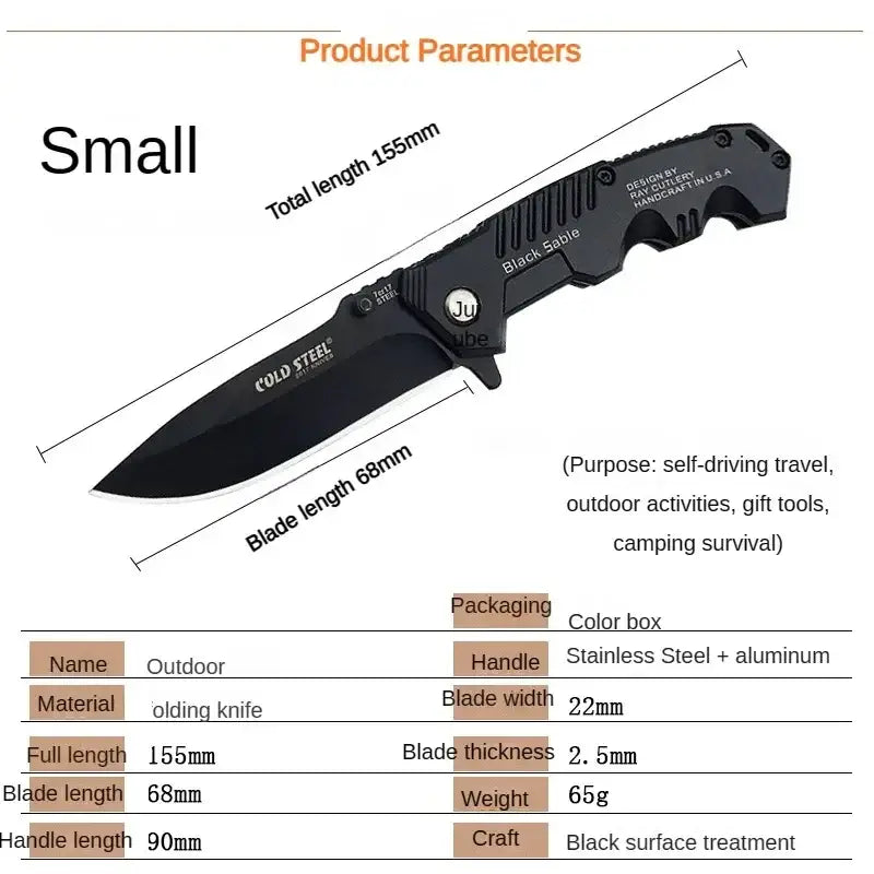 Folding tactical knife from IROVNE DIY Supplies with stainless steel sharp blade specifications