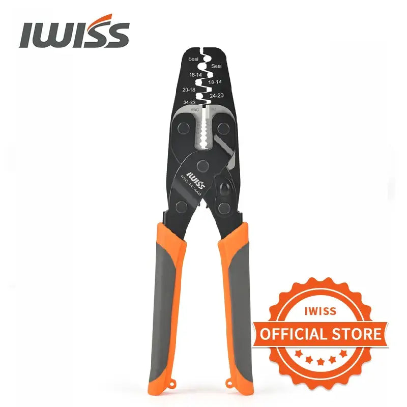 IWISS IWC-1424AB Mini Crimping Plier in black and orange for Mainland China DIY supplies