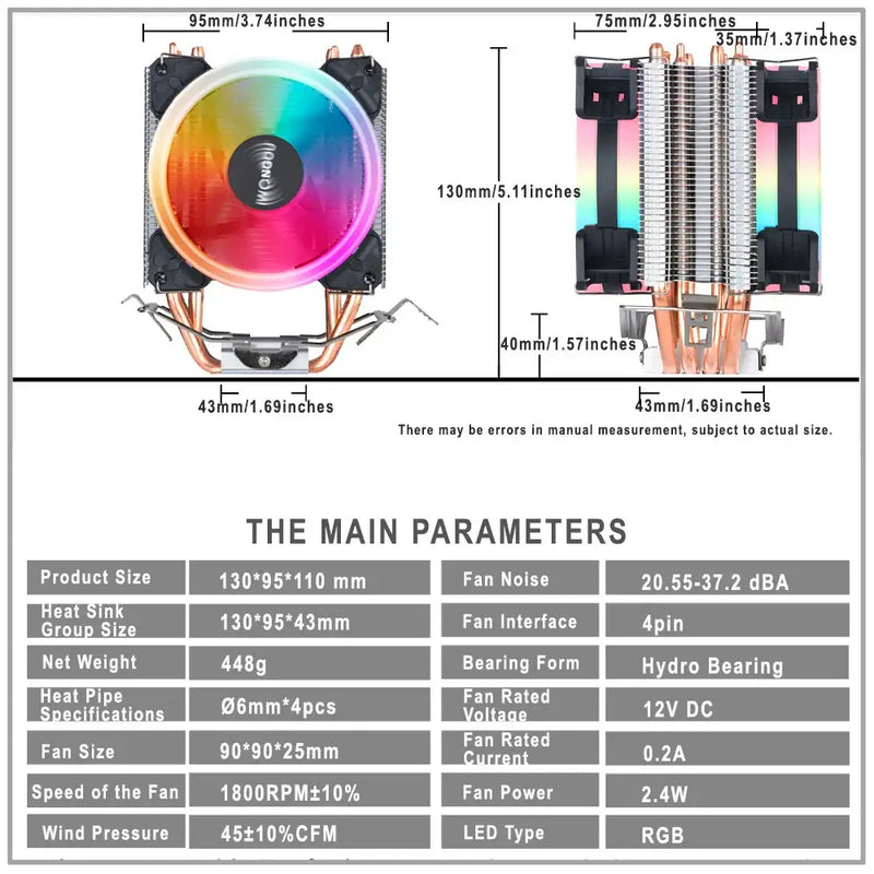 Cpu Cooler X99 4pin 90mm Radiator IWONGOU 4 Heatpipes Computer 4pin Cooling CPU