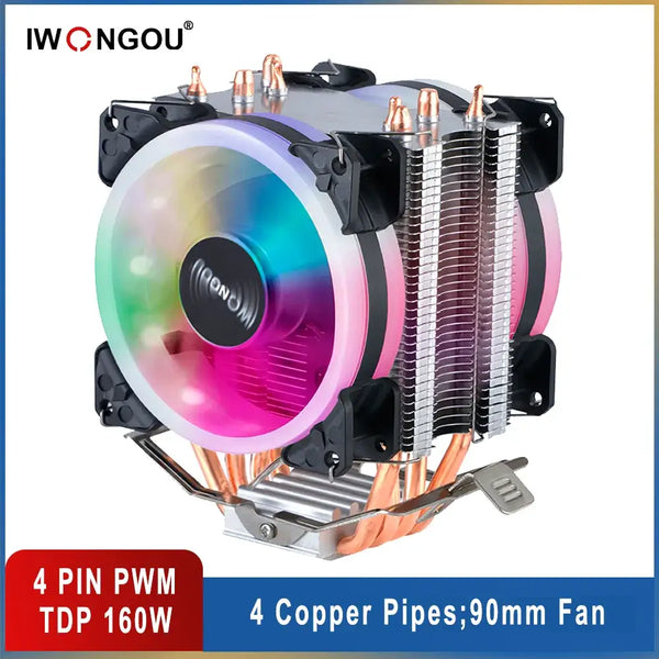 Cpu Cooler X99 4pin 90mm Radiator IWONGOU 4 Heatpipes Computer 4pin Cooling CPU