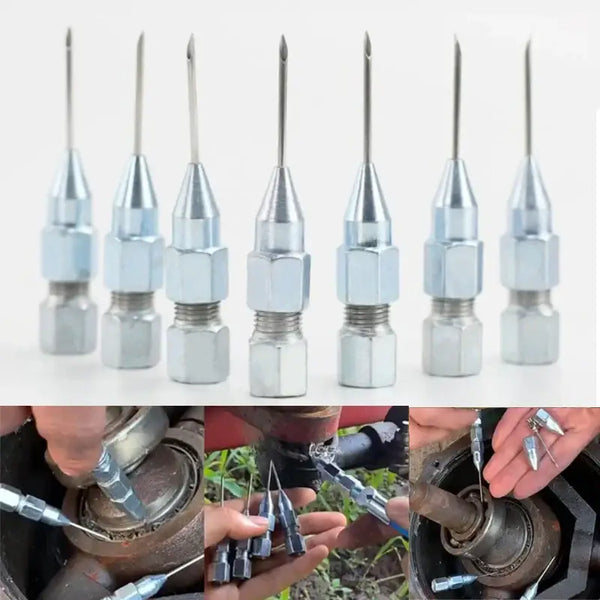 Set of high carbon steel gun needle attachments for pressurized spray devices