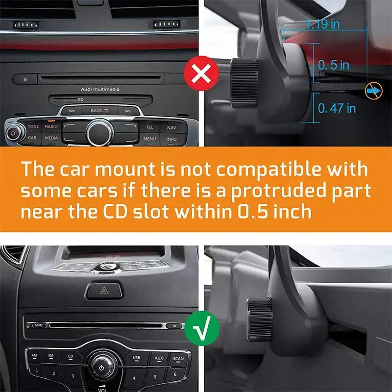 Car CD slot compatibility guide for Jerefish Universal Slot Phone Mount Accessories