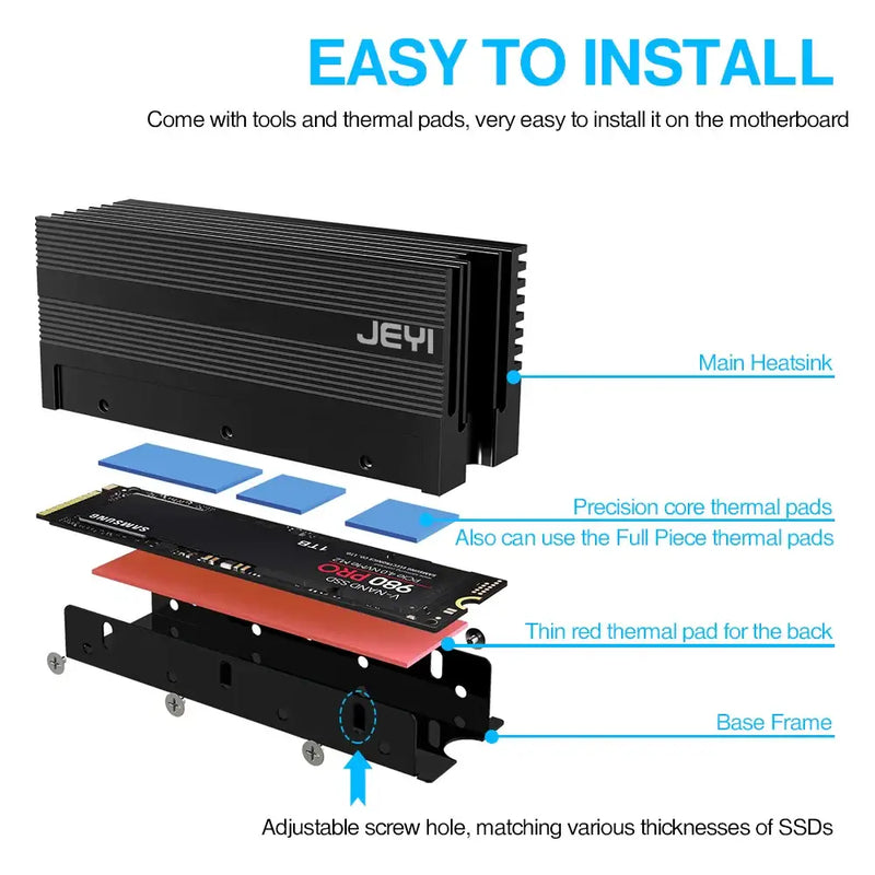 JEYI Choice Aluminum M.2 SSD Heat Sink for Enhanced Cooling - Finscold IceGlacier