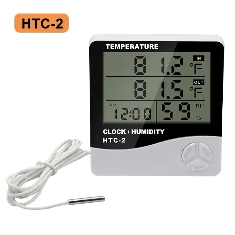 Digital Thermometer Hygrometer JIGONG Max Measuring with External Probe and Clock Display