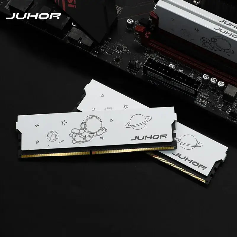 Computer RAM modules with space-themed designs for JUHOR DDR4 8GB and 16GB desktop gaming memory