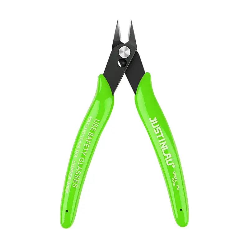 Bright green-handled JUSTINLAU Carbon Steel Wire Stripper with black metal jaws