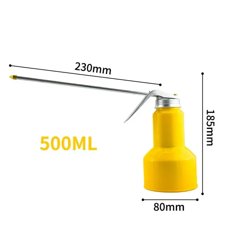 Yellow oil can with long spout for car repair, labeled 500ML, in JustinLau Repair Tool Package