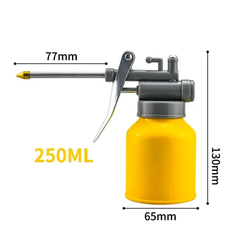 Yellow oil can with nozzle for precise lubrication in JustinLau Car Repair Tool Package