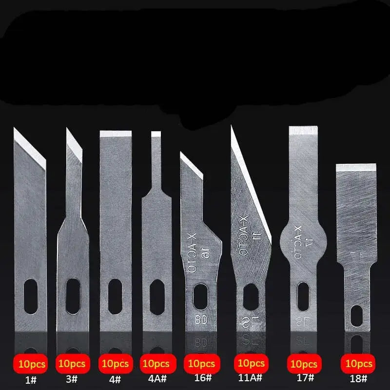 Set of metal chisel blades for Jyrkior hand tool, compatible with soldering iron applications