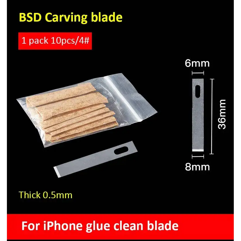 BSD carving blade for iPhone glue cleaning in Jyrkior Hand Tool, featuring copper alloy components