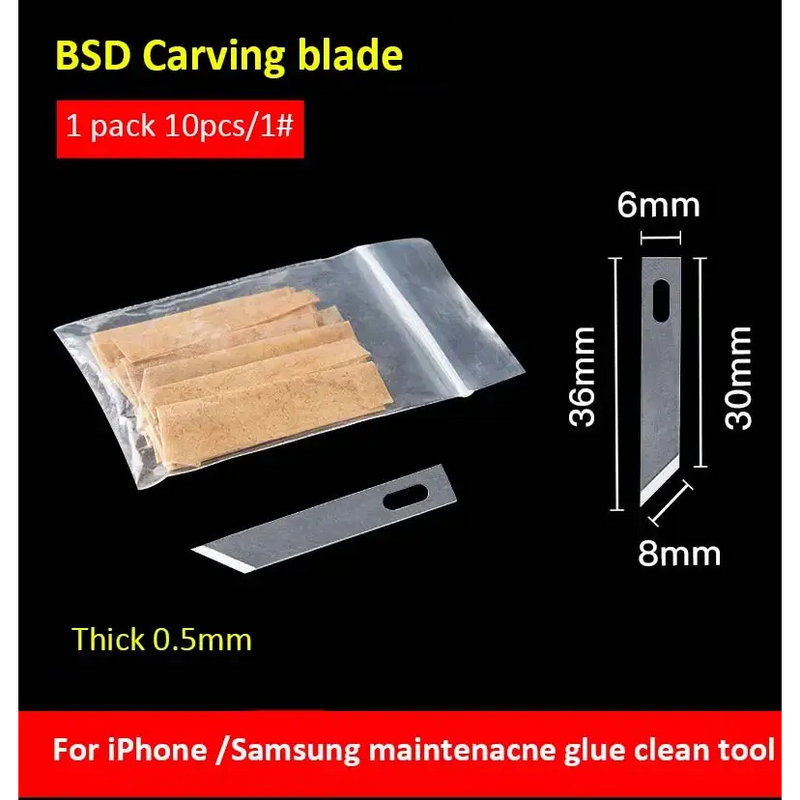 Thin metal blade for Jyrkior Hand Tool aiding in smartphone maintenance and glue removal