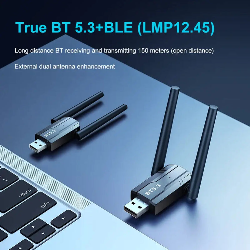 Kebidumei Bluetooth 5.3 Adapter with dual antennas for 150m Bluetooth audio streaming