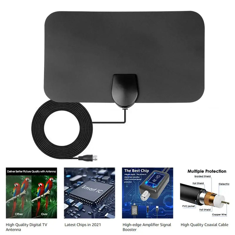 Indoor Kebidumei Newest Digital TV Antenna with flat design and coaxial cable for superior reception