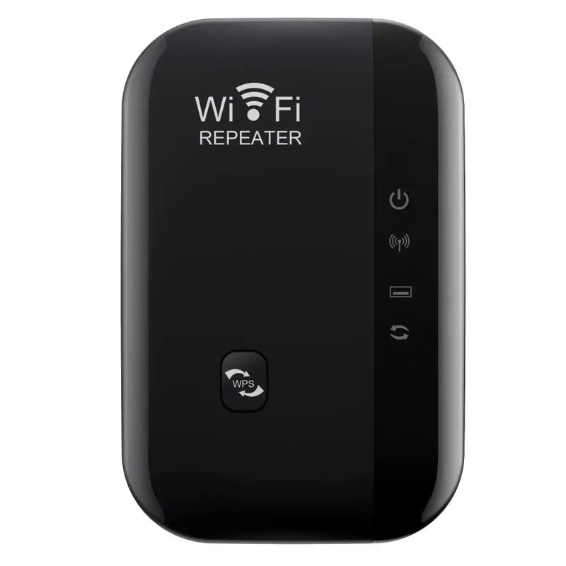 Kebidumei WiFi Repeater featuring black rectangular design for enhanced Wi-Fi transmission