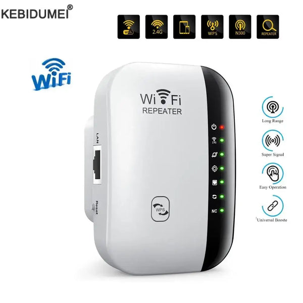 Kebidumei Wireless WAN Router featuring compact design and indicator lights for optimal Wi-Fi transmission rate