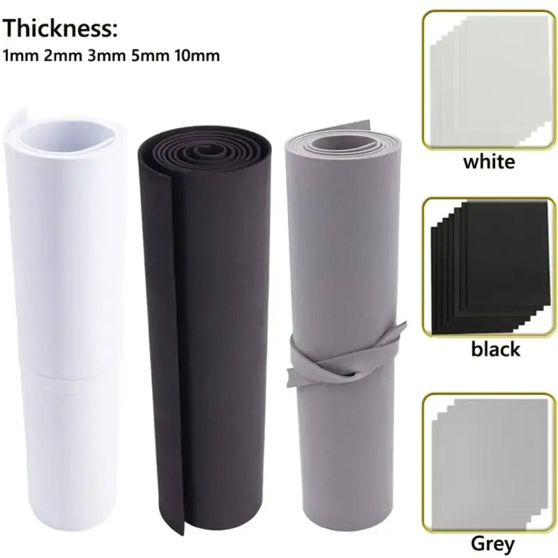 Rolls of Keepheart EVA Foam Hand Tool Parts in white, black, and gray for durability