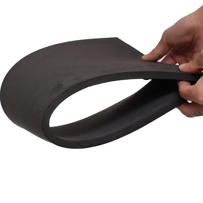 Flexible black rubber object being stretched, showcasing high-quality 10mm EVA foam sheets