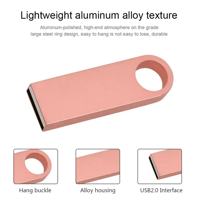 Pink metallic KFHIREW USB flash disk with circular loop, China interface type