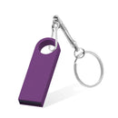Purple KFHIREW USB flash disk with USB 2.0 interface type attached to a keyring from China