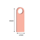 Pink rectangular tag showcasing dimensions for KFHIREW USB 2.0 interface type from China