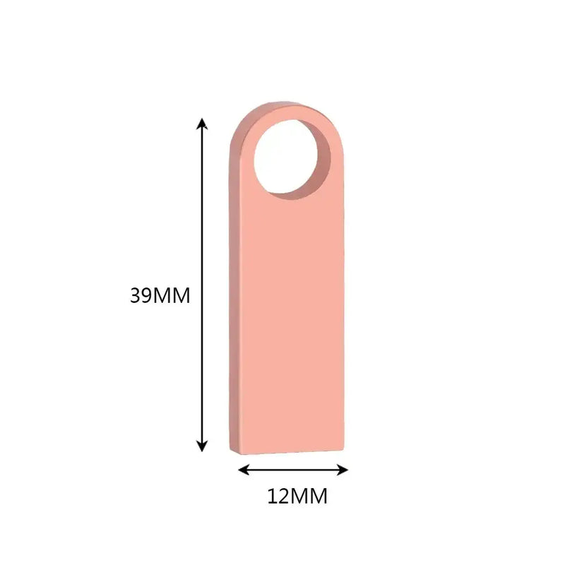 Pink rectangular tag showcasing dimensions for KFHIREW USB 2.0 interface type from China