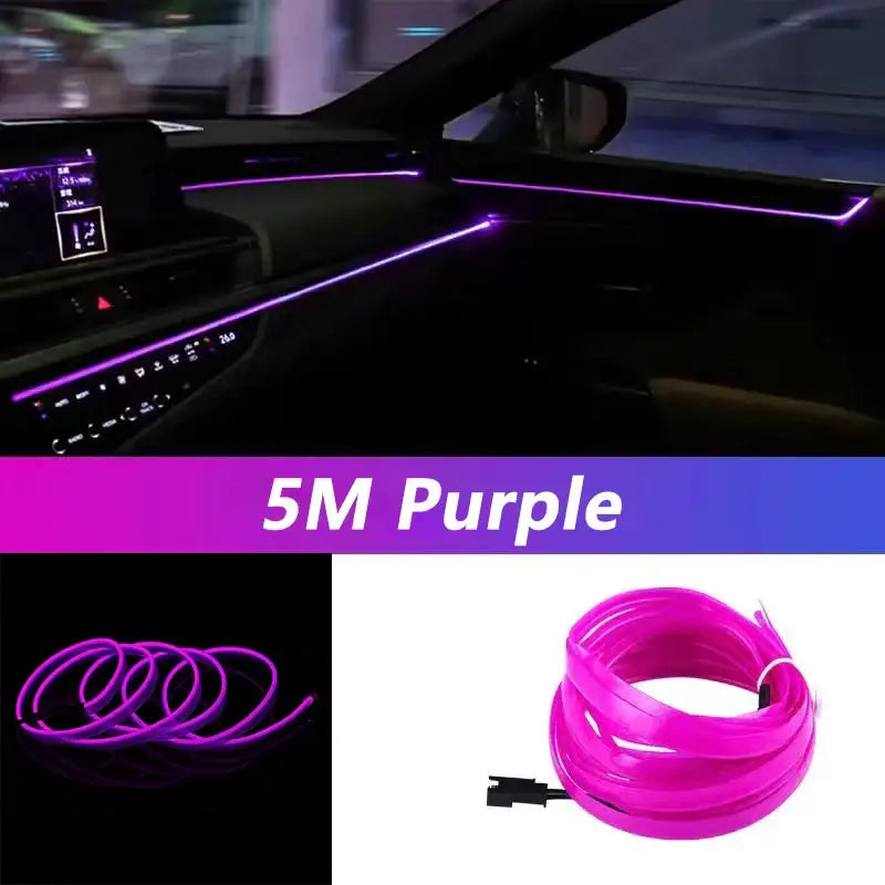 Purple LED light strip for car interior by KIEND Atmosphere Lamp enhances mood and relaxation