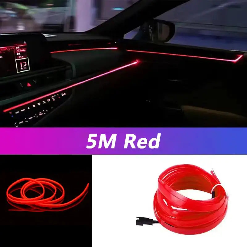 Red LED light strip enhancing car interior ambiance with KIEND Atmosphere Lamp