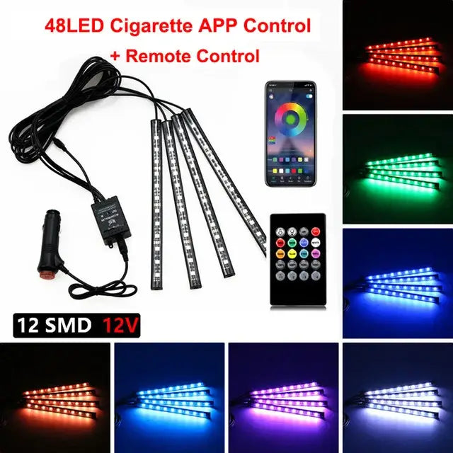 LED light strips with app for customizable voice control car lighting effects