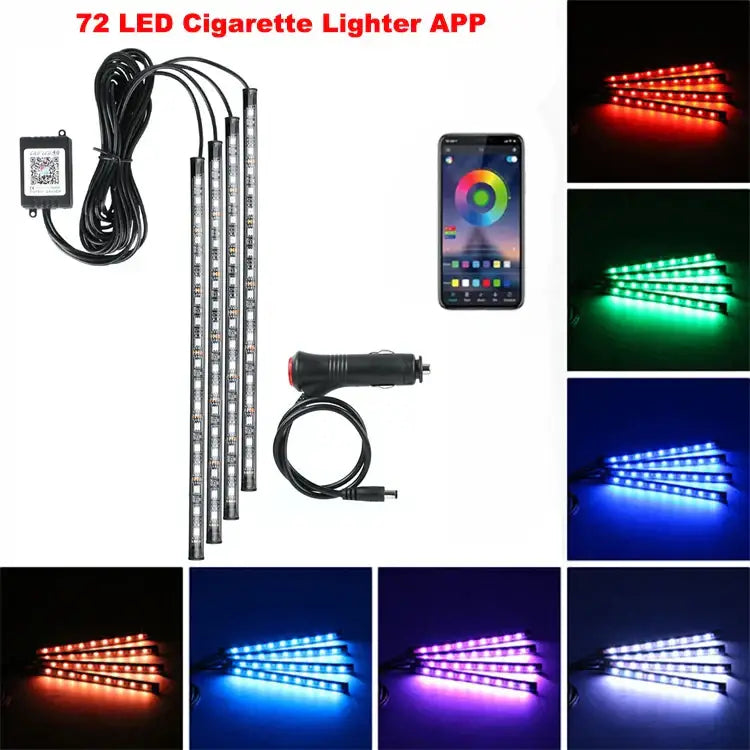 LED light strips with smartphone app control for customizable vehicle lighting using KIEND Voice Control Atmosphere Lamp