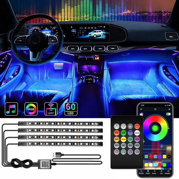 KIEND Voice Control Atmosphere Lamp featuring smartphone-controlled LED car light strip