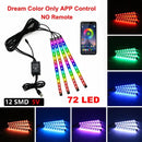 Multicolored car light strips with app control, featuring KIEND Voice Control Atmosphere Lamp