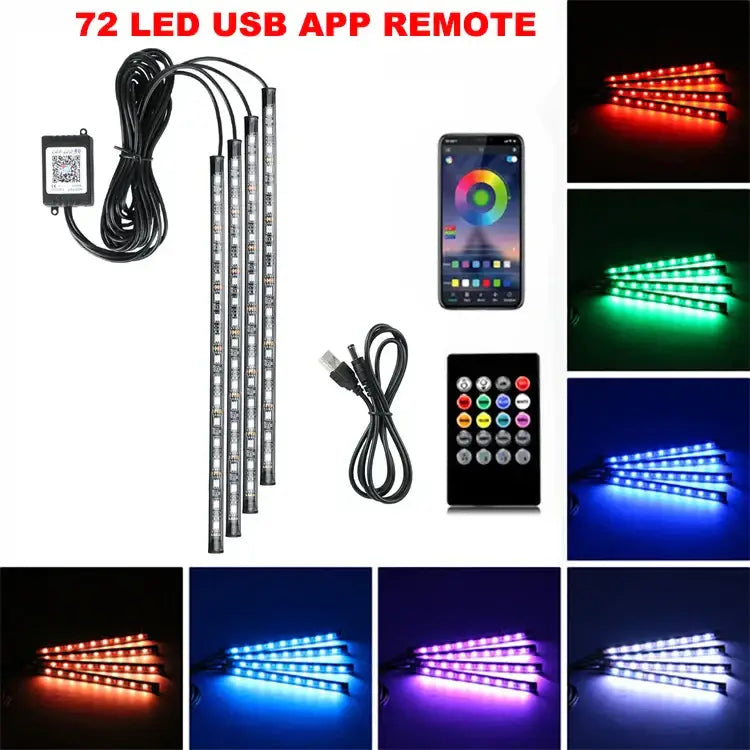 LED light strip kit with USB, remote, and app compatibility for Voice Control Car lighting