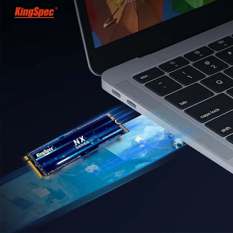 NVMe SSD installation of KingSpec 1TB M.2 SSD with TLC NAND Flash in laptop expansion slot