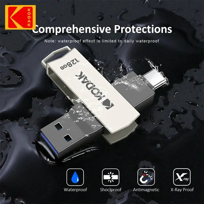 Kodak K273 USB Flash Drive Metal USB 3.2 Pendrive 128GB Type c OTG 64GB