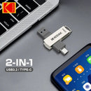 Kodak K273 USB Flash Drive Metal USB 3.2 Pendrive 128GB Type c OTG 64GB