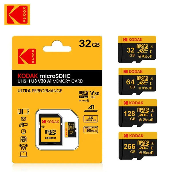 Kodak microSDHC 32GB memory card with adapter in retail packaging for digital devices