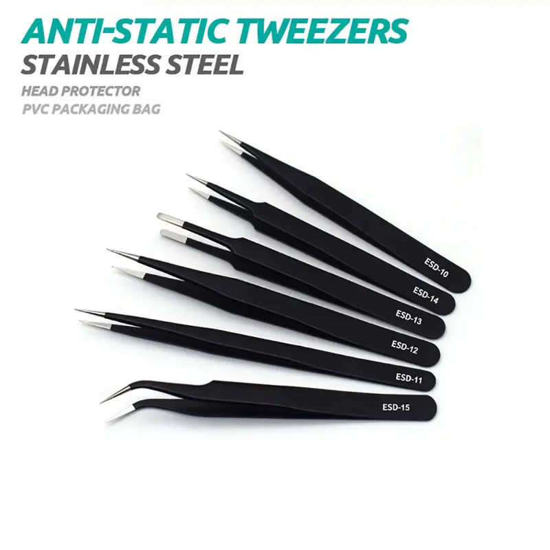 Stainless Steel Curved Straight Black Tweezer Nail Art Rhinestones Nipper