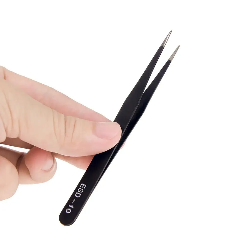 Stainless Steel Curved Straight Black Tweezer Nail Art Rhinestones Nipper