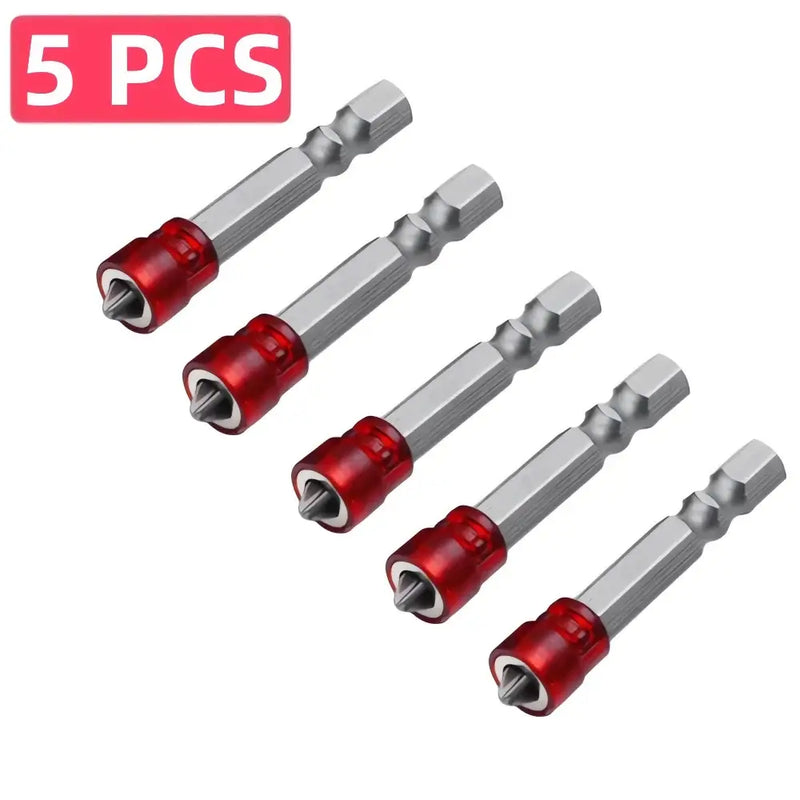 Set of five magnetic nut setter drill bits for KRIOCY Magnetic Screwdriver with red collars