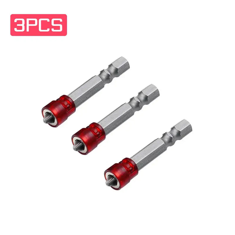 Set of three magnetic nut setter drill bits for Kriocy Magnetic Screwdriver with red collars